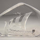 Mats Jonasson Sweden Viking Drakkar Etched Crystal Sculpture Signed L014131