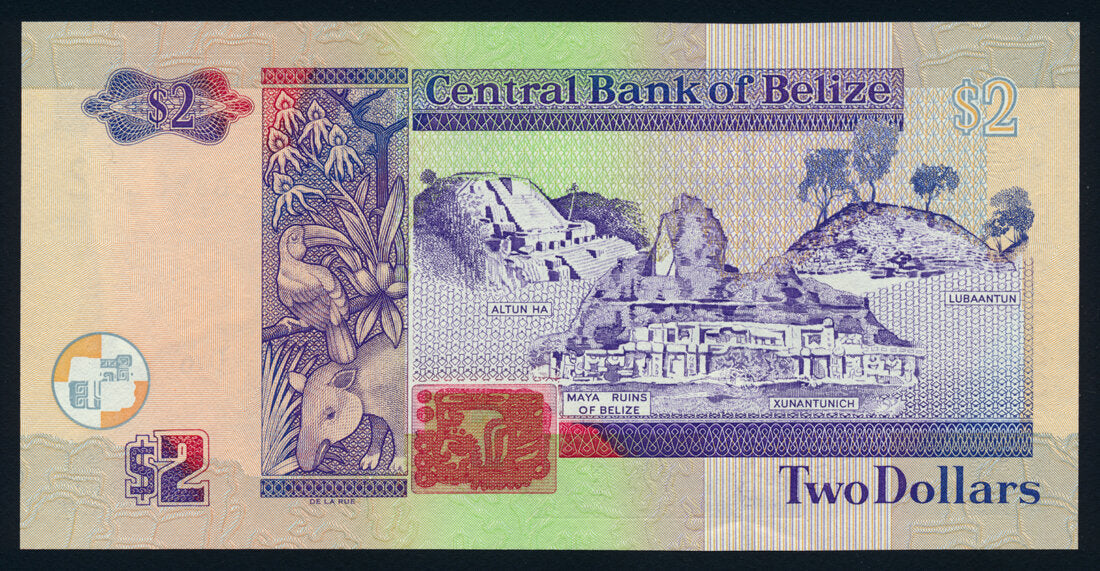 Belize 2 Dollars 2005 KP-66b Banknote AU-UNC L014465