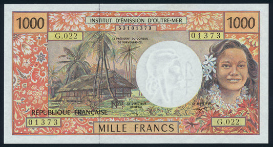French Pacific Territories 1000 Francs 1996 KP-2g Banknote AU-UNC L014481