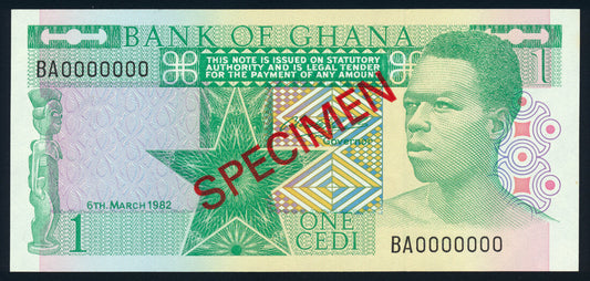 Ghana 1 Cedi 1982 KP-17s Specimen Banknote UNC L014485