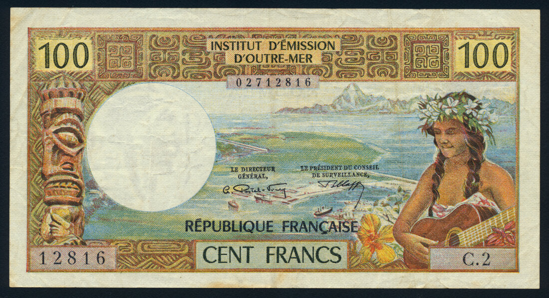 New Caledonia 100 Francs Noumea Overprint 1971 KP-63a Banknote VF L014502