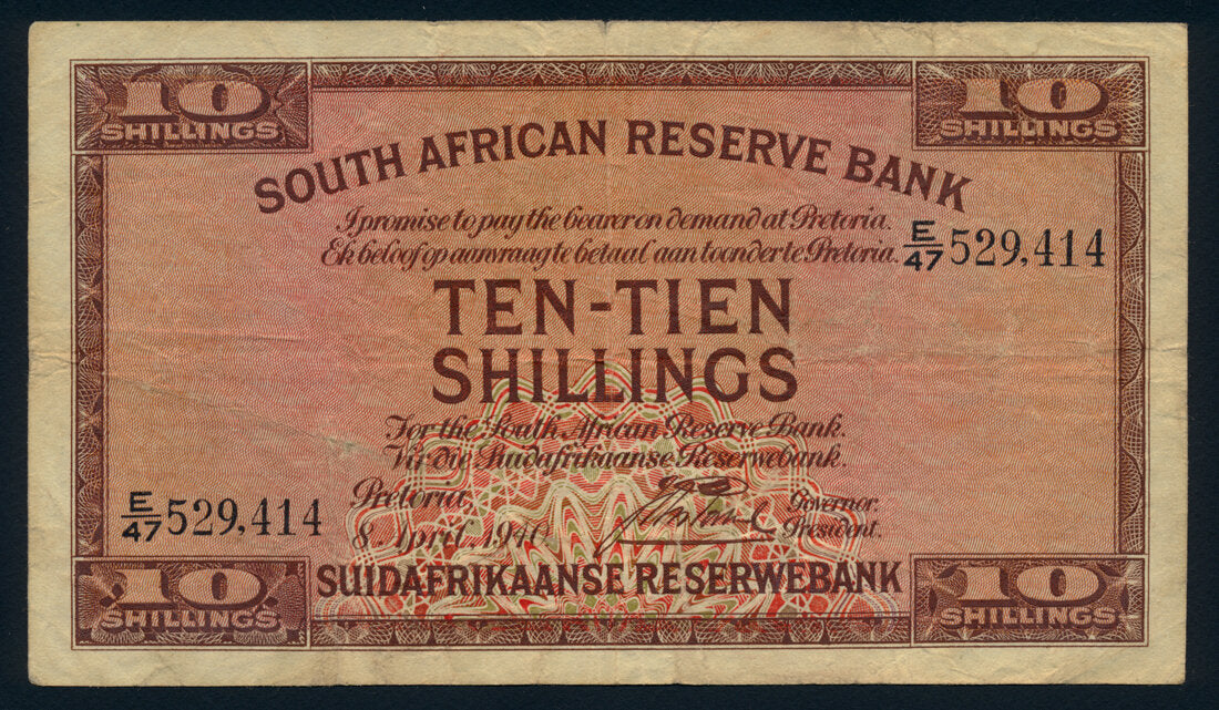 South Africa 10 Shillings 1941 KP-82d Banknote Fine L014512