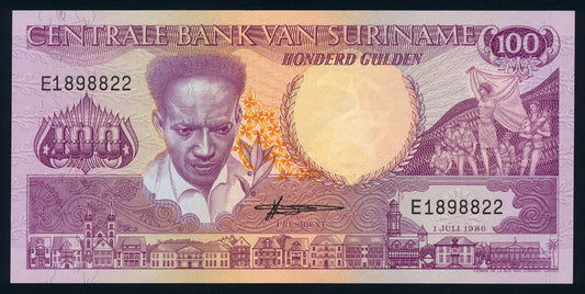 Suriname 100 Gulden 1986 KP-133a Banknote UNC L014515