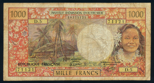 Tahiti 1000 Francs 1983 KP-27c Banknote Papeete Fine L014518