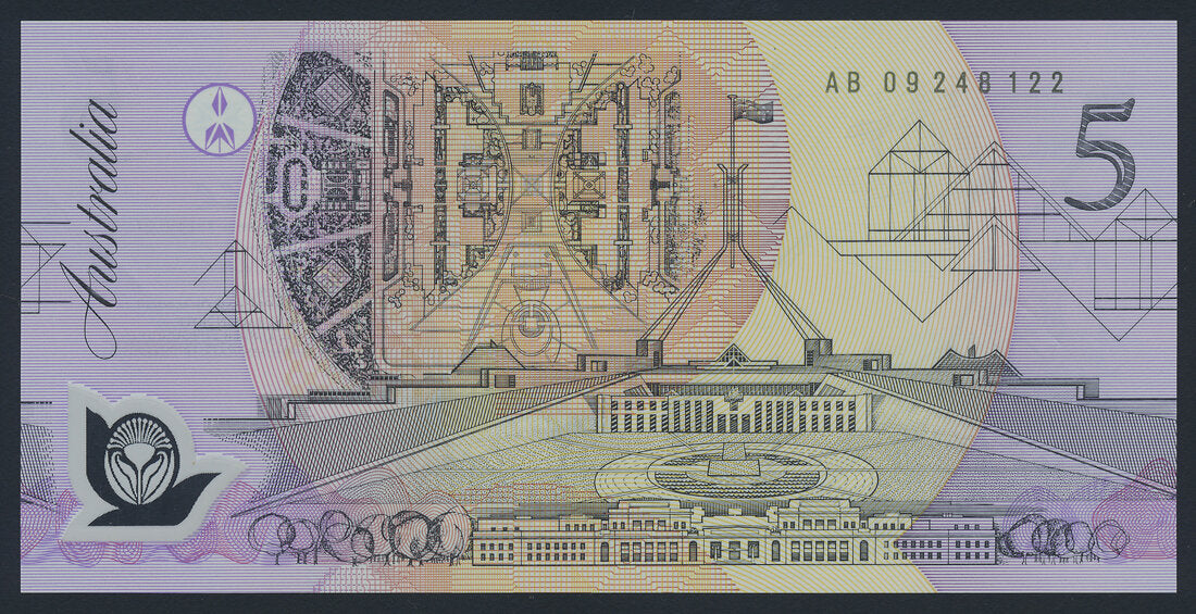 Australia 5 Dollars 1992 KP-50a Polymer Banknote AU ++ L014524