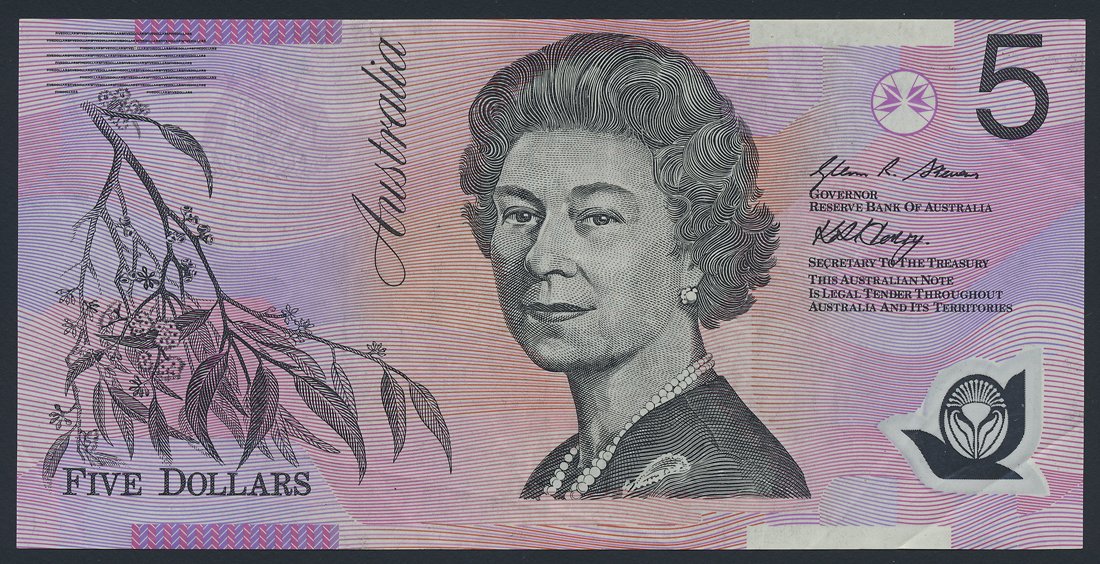 Australia 5 Dollars 2007 KP-57e Polymer Banknote VF L014526