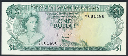 Bahamas 1 Dollar 1974 KP-35a Banknote EF-AU Beautiful Tropical Fishes L014530