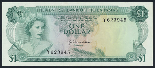 Bahamas 1 Dollar 1974 KP-35a Banknote AU +++ Beautiful Tropical Fishes L014531