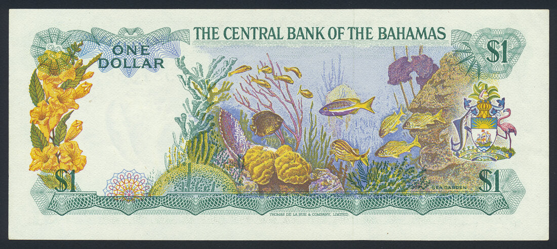 Bahamas 1 Dollar 1974 KP-35b Banknote EF Beautiful Tropical Fishes L014532