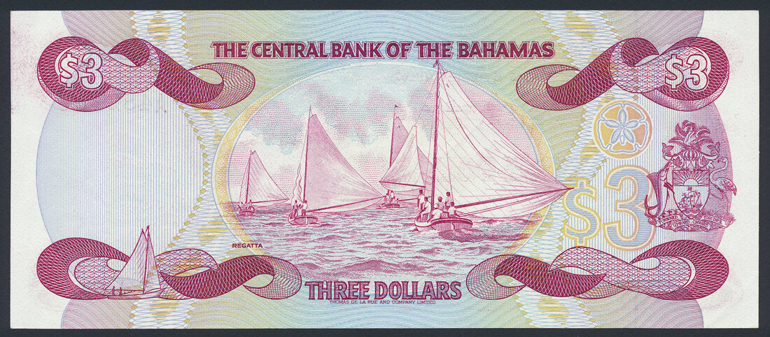 Bahamas 3 Dollars 1984 KP-44a Banknote EF-AU L014536