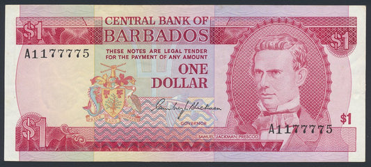 Barbados 1 Dollar 1973 KP-29a Banknote VF + L014538