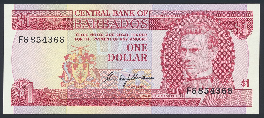 Barbados 1 Dollar 1973 KP-29a Banknote AU L014541