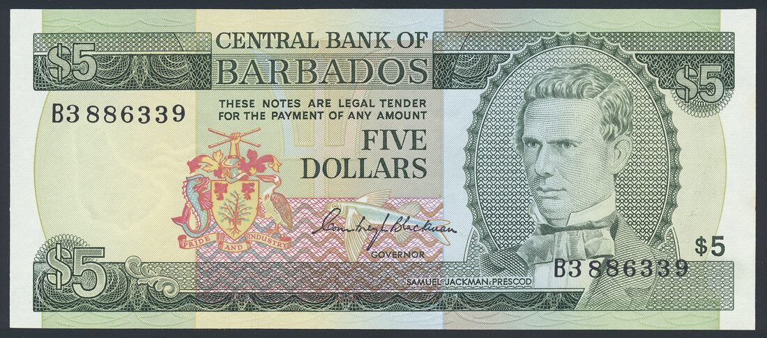 Barbados 5 Dollars 1973 KP-31a Banknote UNC Uncirculated L014542