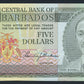 Barbados 5 Dollars 1975 KP-32a Banknote Extremely Fine EF L014543