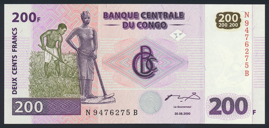 Congo Democratic Republic 200 Francs 2000 KP-95A Banknote UNC L014548
