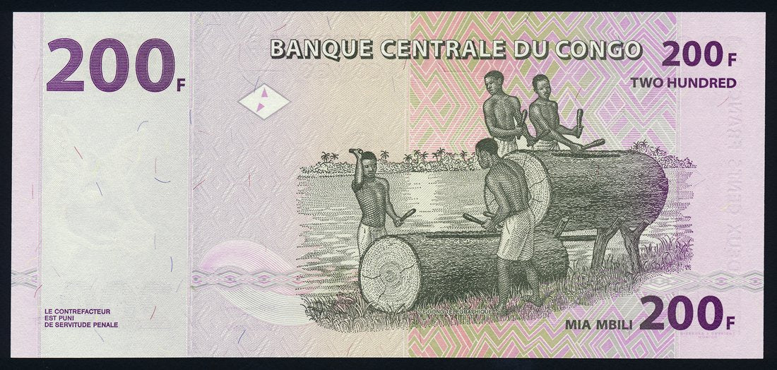 Congo Democratic Republic 200 Francs 2000 KP-95A Banknote UNC L014548