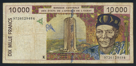 Senegal 10000 Francs 1997 KP-714e Banknote Fine Paper Money L014588