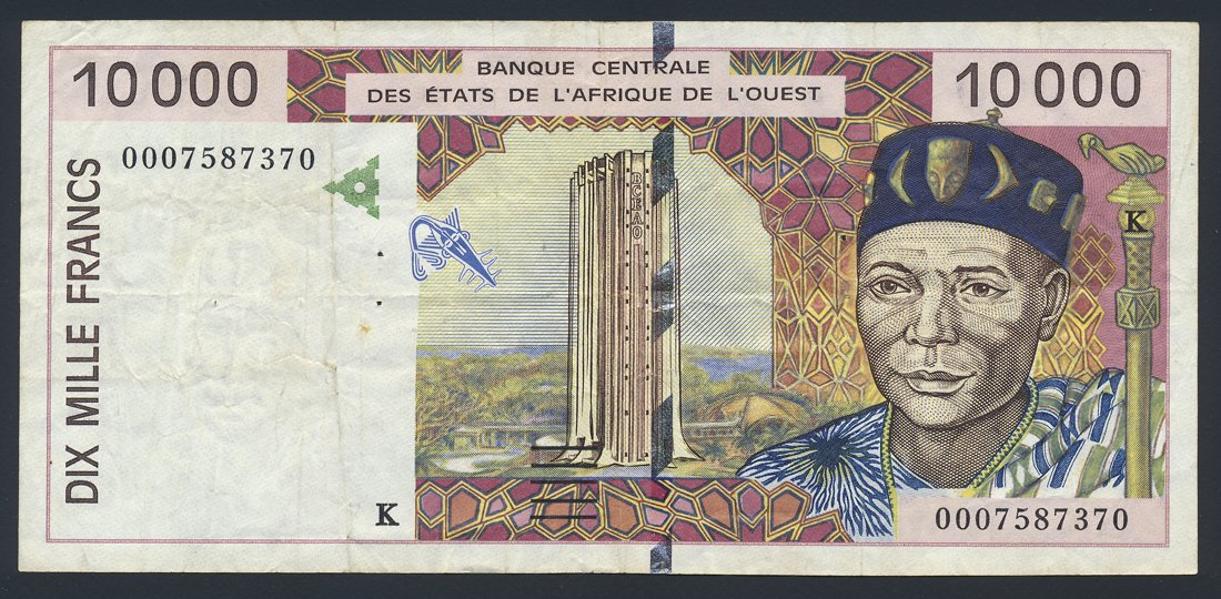 Senegal 10000 Francs 2000 KP-714i Banknote F-VF Paper Money L014592