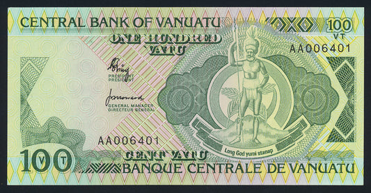 Vanuatu 100 Vatu 1982 KP-1a Banknote UNC Long God Yumi Stanap L014667