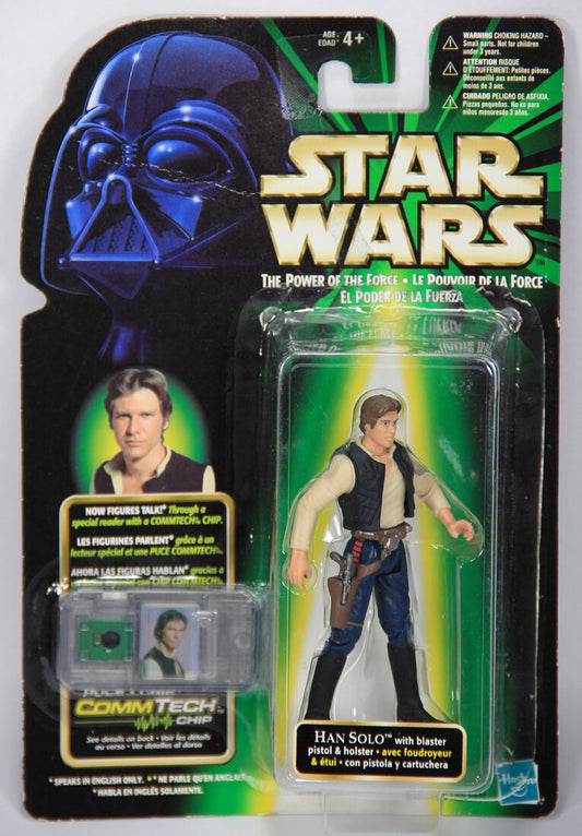 Star Wars Han Solo 1999 POTF Action Figure Commtech Chip Trilingual Card MOC L014690