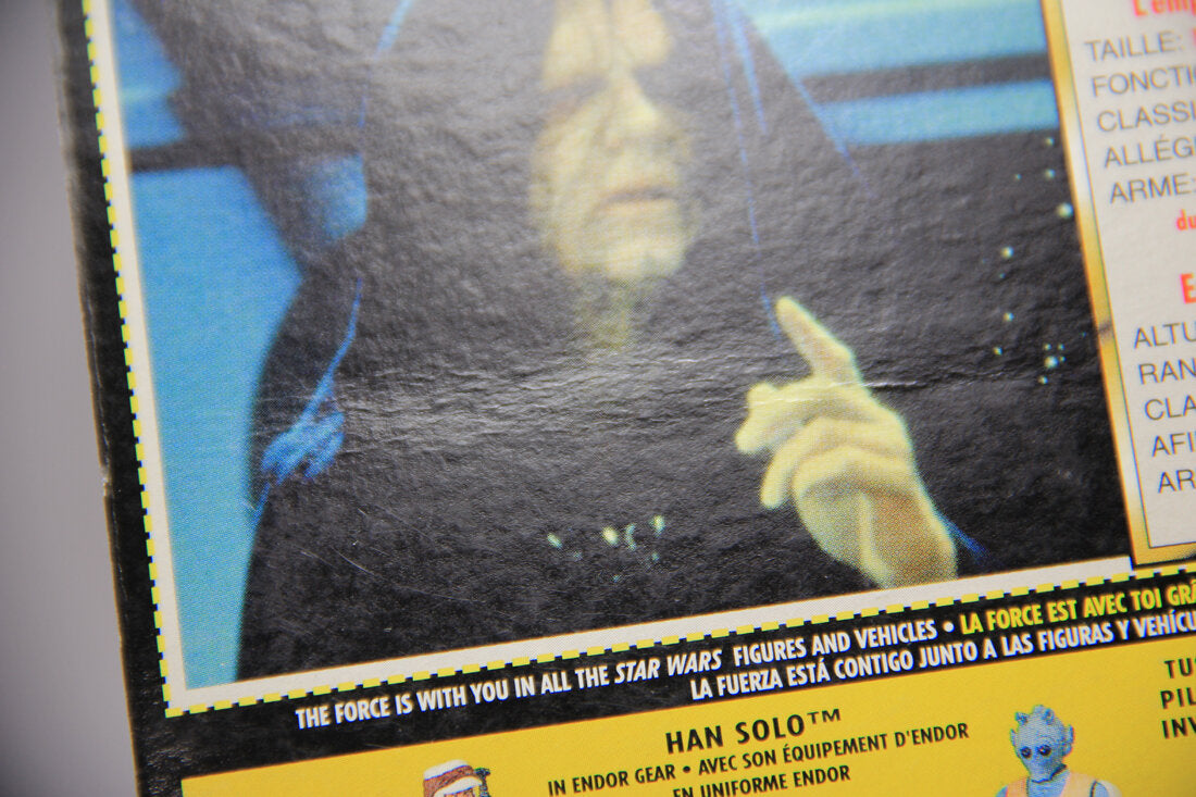 Star Wars Emperor Palpatine 1996 POTF Figure Trilingual Holofoil Card Collection 3 MOC L014721