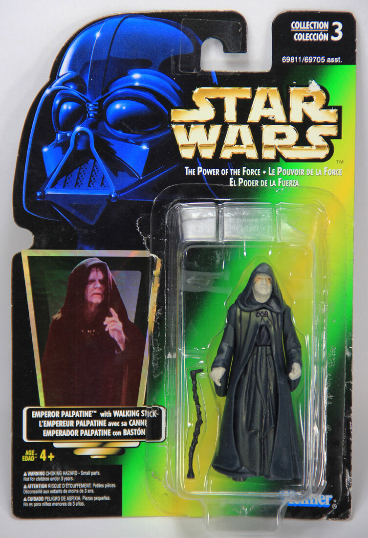 Star Wars Emperor Palpatine 1996 POTF Figure Trilingual Holofoil Card Collection 3 MOC L014721