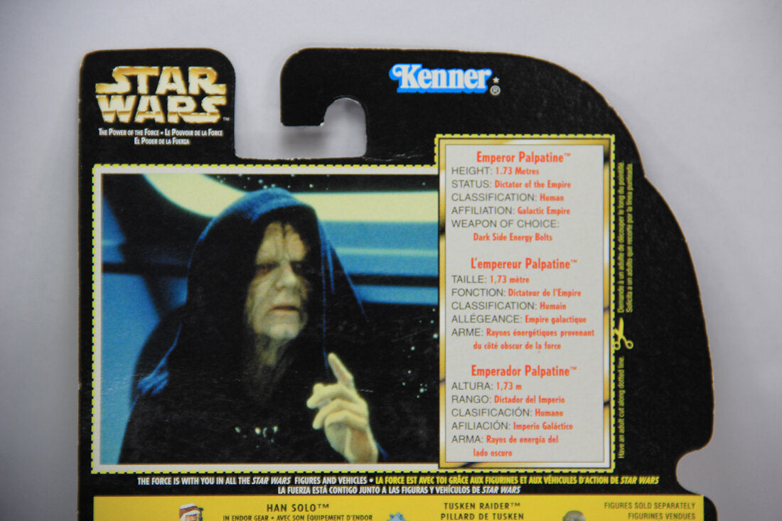 Star Wars Emperor Palpatine 1996 POTF Figure Trilingual Holofoil Card Collection 3 MOC L014721