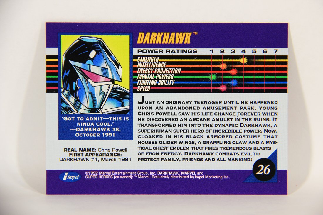 1992 Marvel Universe Series 3 Trading Card #26 Darkhawk ENG L014886