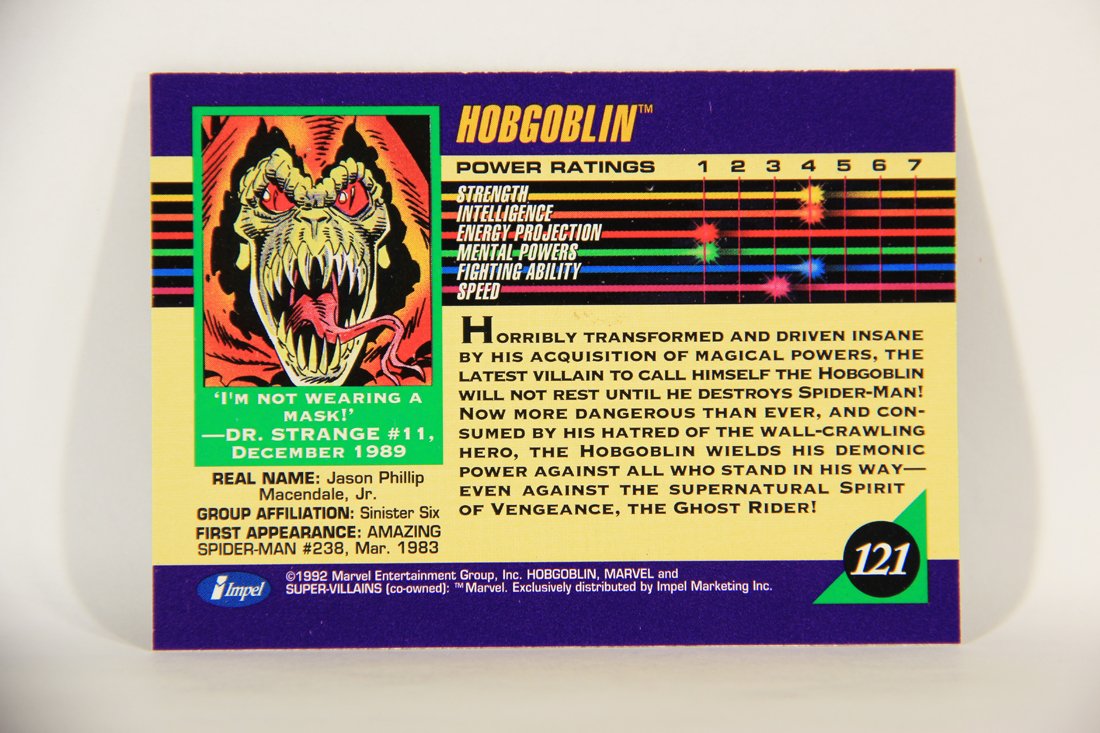 1992 Marvel Universe Series 3 Trading Card #121 Hobgoblin ENG L014903