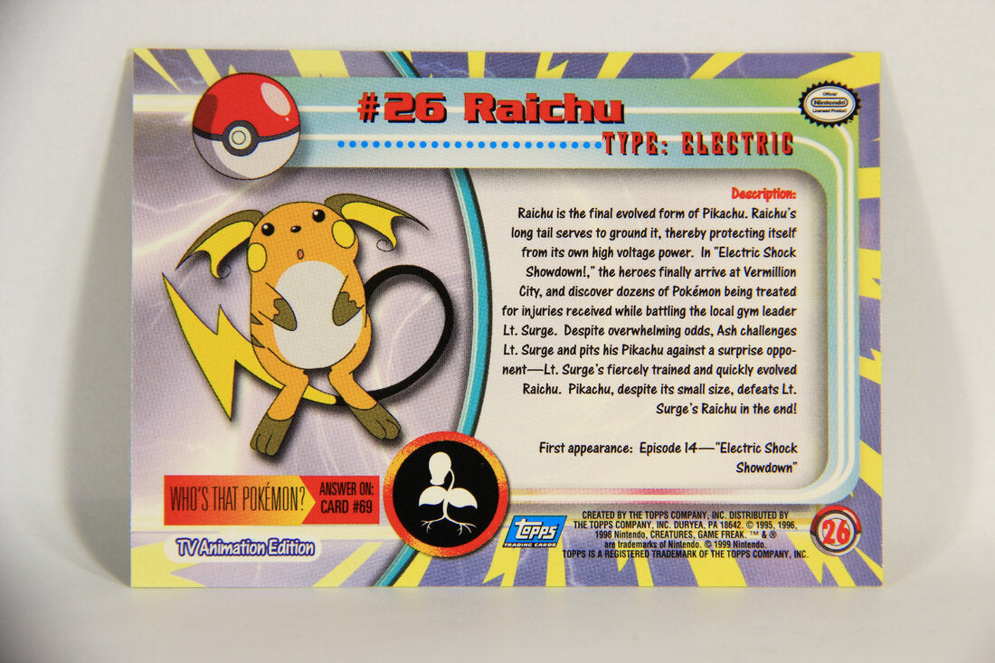 Pokémon Card Raichu #26 TV Animation Blue Logo 1st Print ENG L015190
