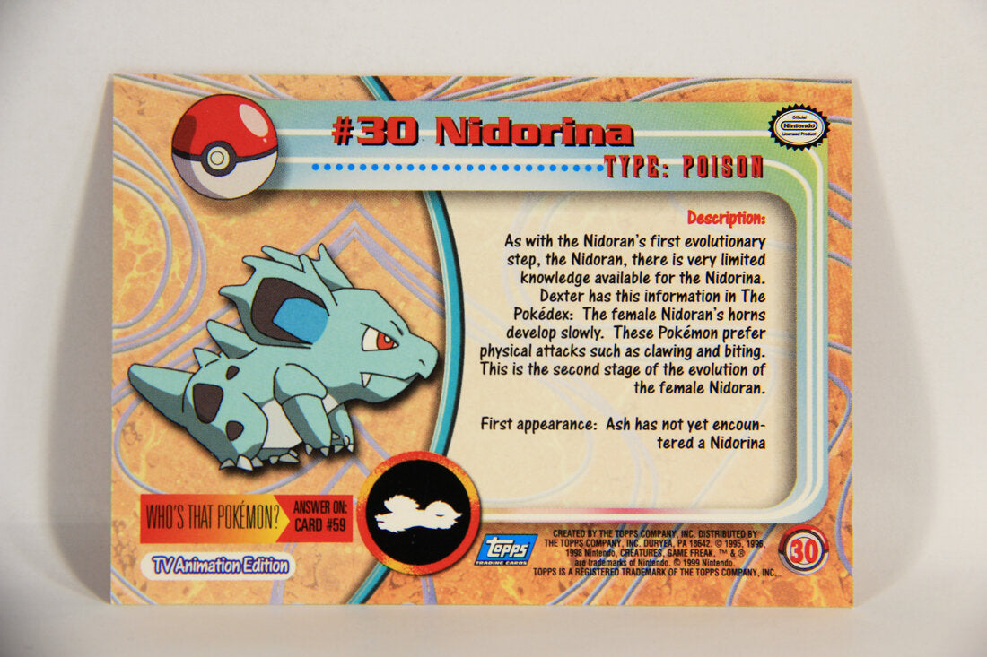Pokémon Card Nidorina #30 TV Animation Blue Logo 1st Print ENG L015193