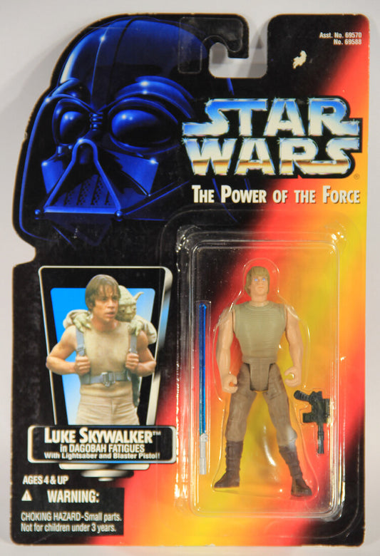 Star Wars Luke Skywalker In Dagobah Fatigues Short Lightsaber 1995 POTF ENG Red Card MOC L015327