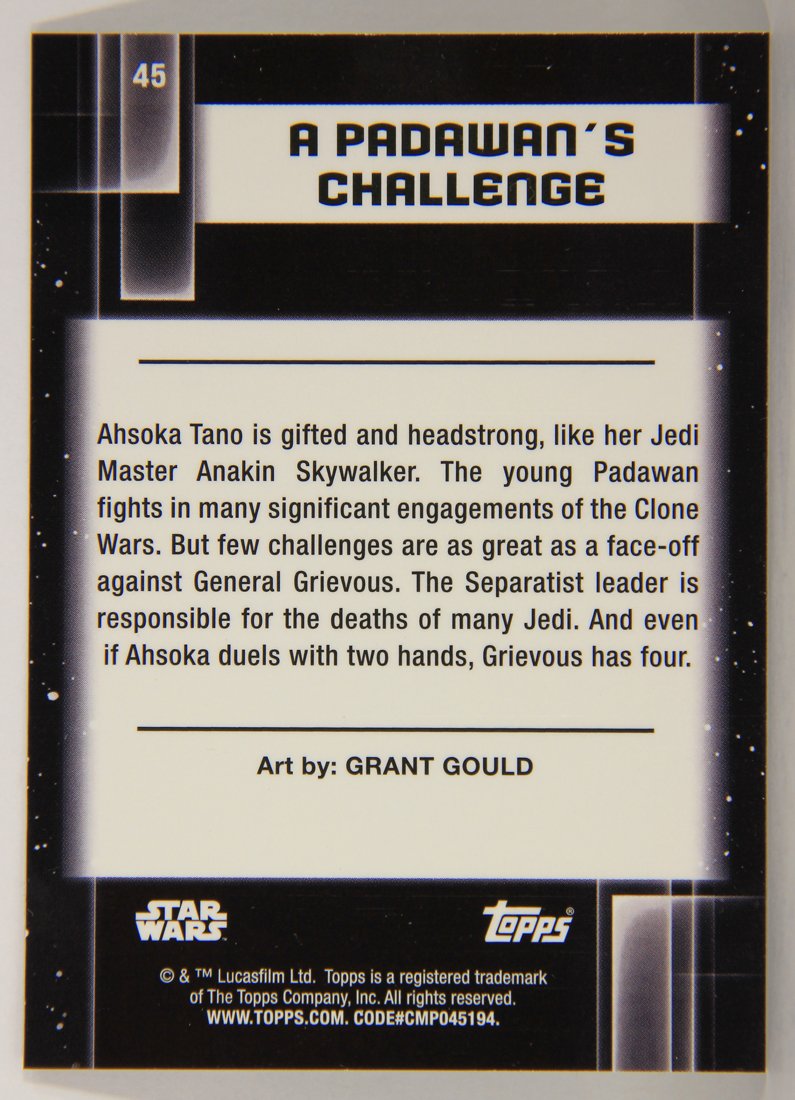 Star Wars Galaxy Chrome 2021 Topps Trading Card #45 Padawan's Challenge  Ahsoka Artwork ENG L015495