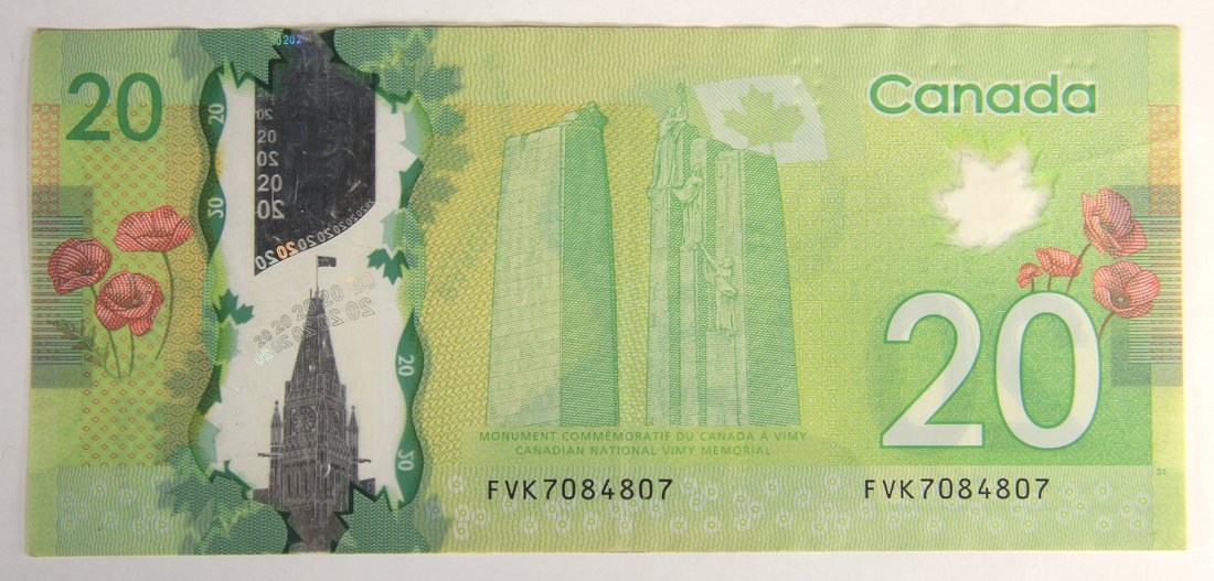 2012 Canada 20 Dollars BC-71a-i Radar Note Fine + FVK7084807 Banknote L015586