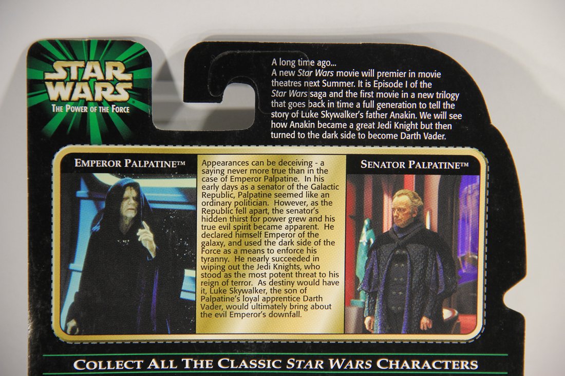 Star Wars Emperor Palpatine 1998 POTF FlashBack Photo ENG Card From Hong Kong Hasbro Store MOC L015712