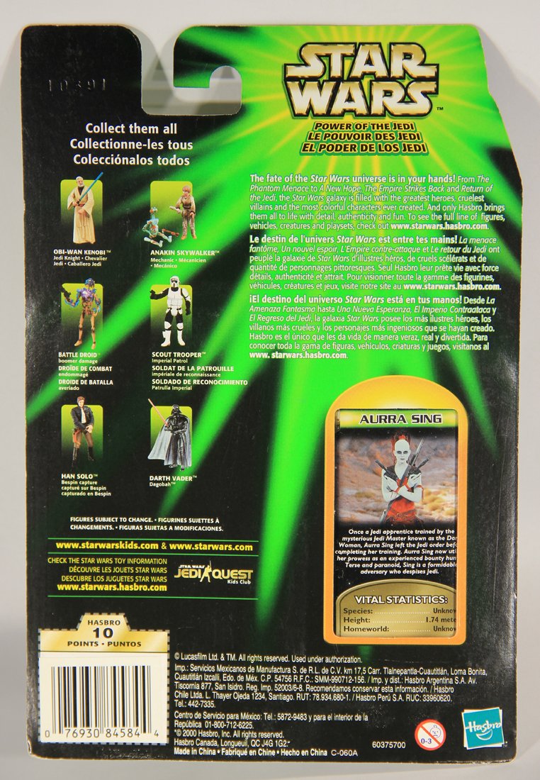 Star Wars Aurra Sing 2000 Power Of The Jedi Action Figure Trilingual Card Collection 1 MOC L015714