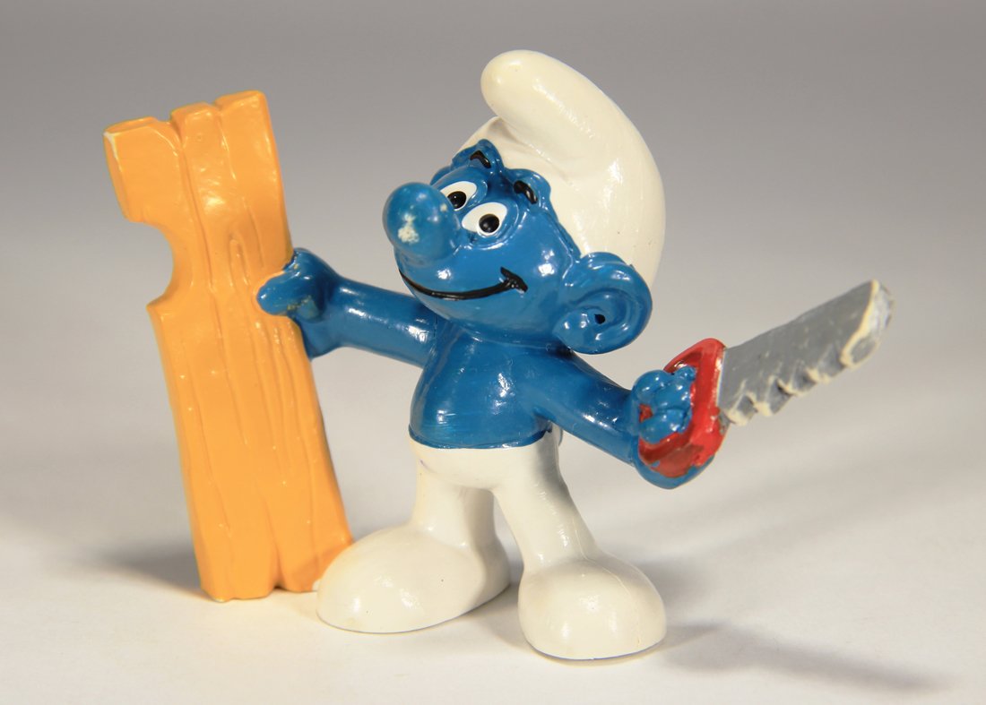 Smurfs 20112 Carpenter Smurf 1980 Vintage Figure PVC Toy Peyo Figurine Schtroumpfs L015745