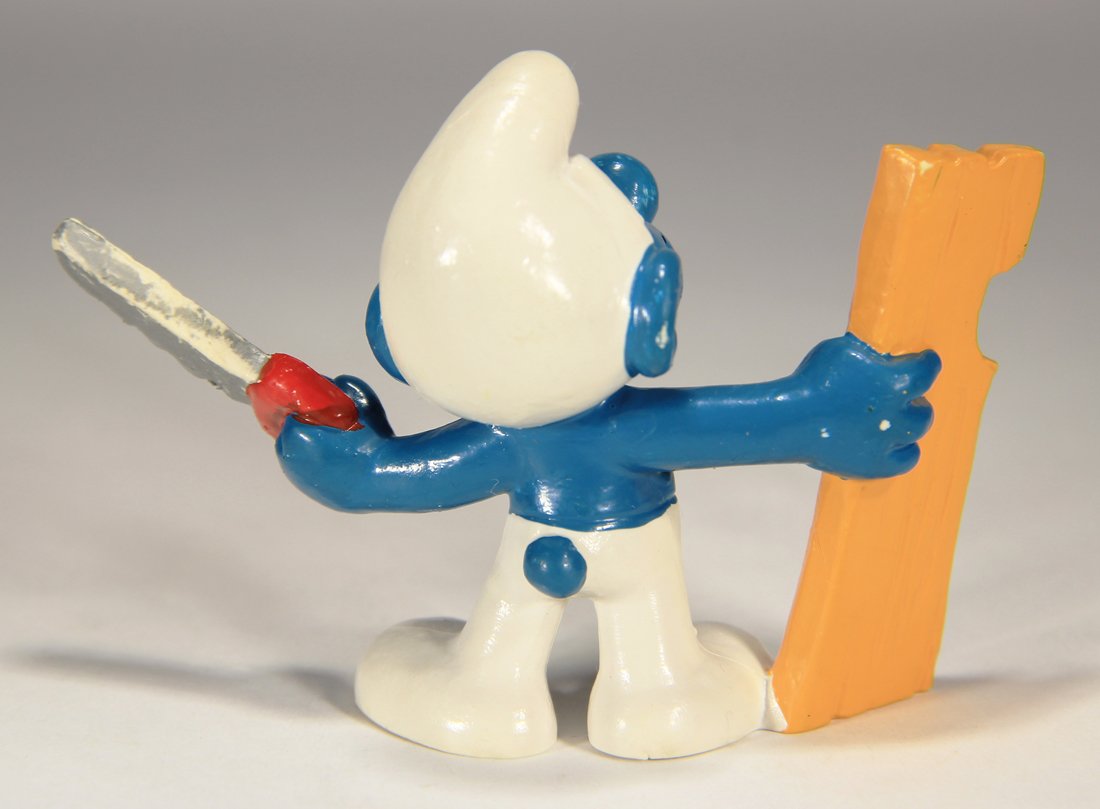 Smurfs 20112 Carpenter Smurf 1980 Vintage Figure PVC Toy Peyo Figurine Schtroumpfs L015745