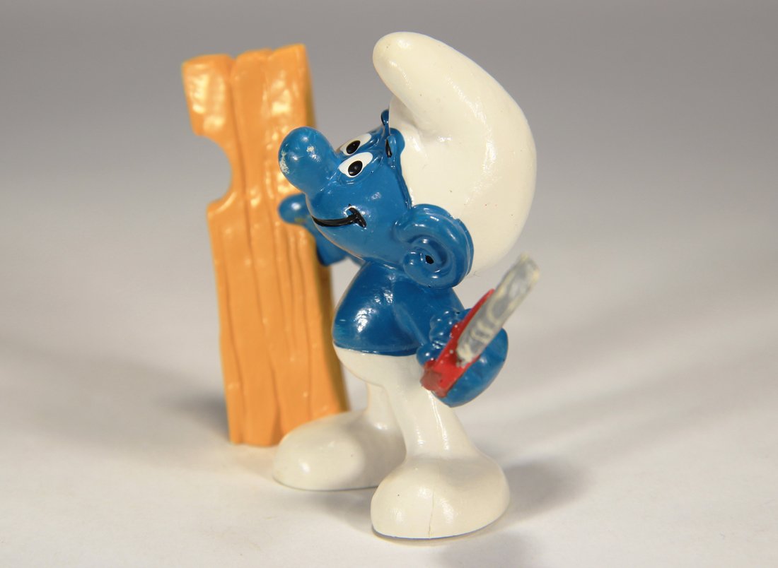 Smurfs 20112 Carpenter Smurf 1980 Vintage Figure PVC Toy Peyo Figurine Schtroumpfs L015745