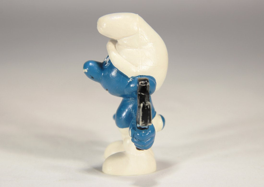 Smurfs 20012B Mechanic Smurf Black Wrench 1970 Vintage Figure PVC Toy Peyo Schtroumpfs L015746