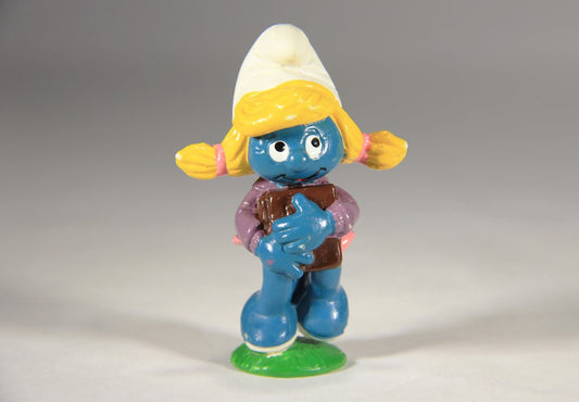 Smurfs 20173B Schoolgirl Smurfette 1984 Vintage Figure PVC Toy Figurine Peyo Schtroumpfs L015761