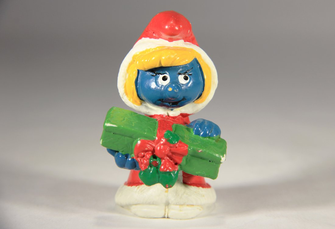 Smurfs 20153 Santa Smurfette 1981 Vintage Figure PVC Toy Figurine Peyo Schtroumpfs L015762