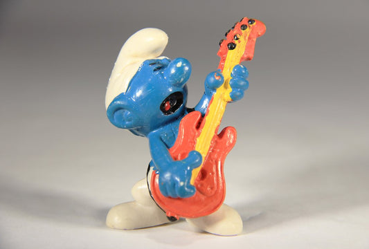 Smurfs 20023B Rock 'N Roll Smurf 1977 Vintage Figure PVC Toy Peyo Schtroumpfs L015764