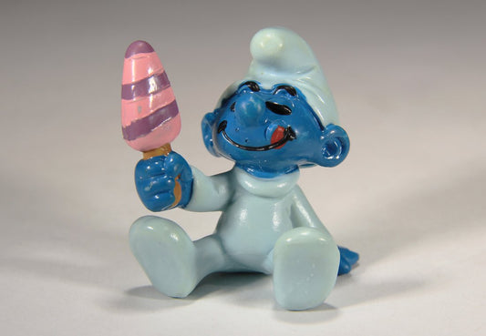 Smurfs 20206 Baby Smurf With Ice Cream 1985 Vintage Figure PVC Toy Peyo Schtroumpfs L015765