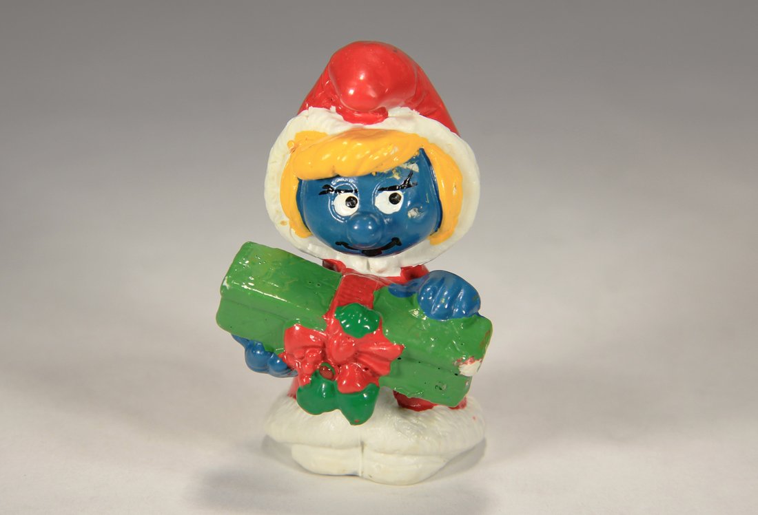 Smurfs 20153 Santa Smurfette 1981 Vintage Figure PVC Toy Figurine Peyo Schtroumpfs L015800