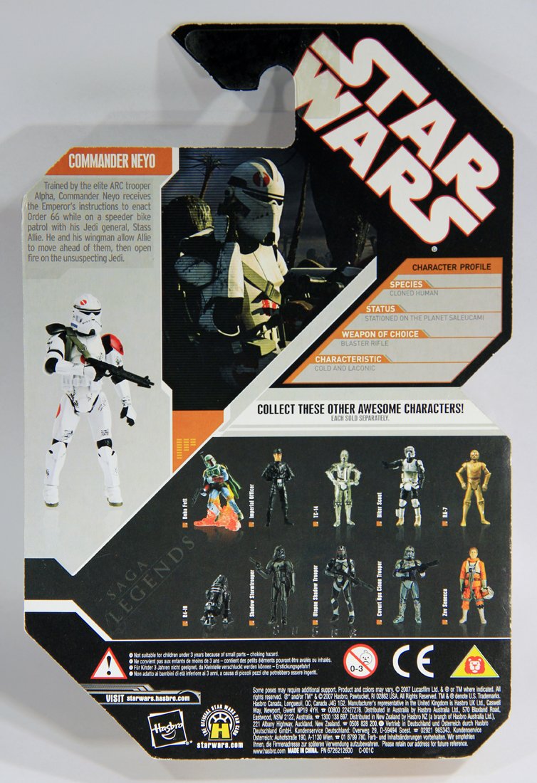 Star Wars Commander Neyo 30th Anniversary 2007 Saga Legends Action Figure With Coin MOC L015856