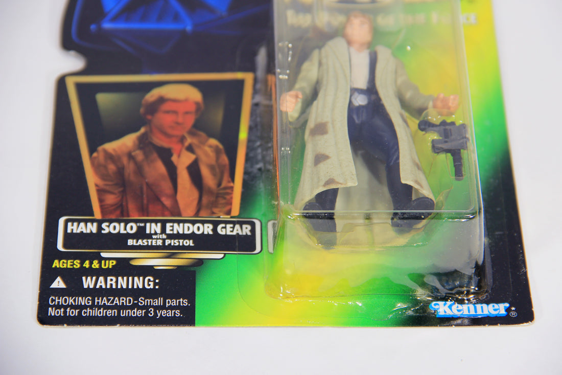 Star Wars Han Solo In Endor Gear 1996 POTF Figure ENG Holofoil Card Collection 1 MOC L015878