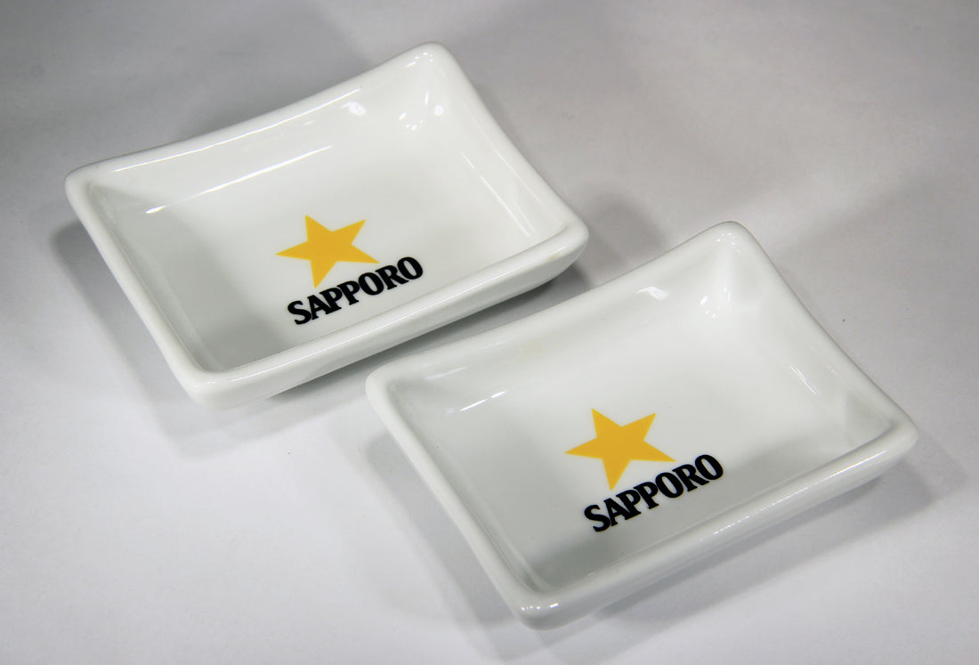 Sapporo Japan Beer Ashtrays Set Of 2 Moda High Quality Porcelain L015882