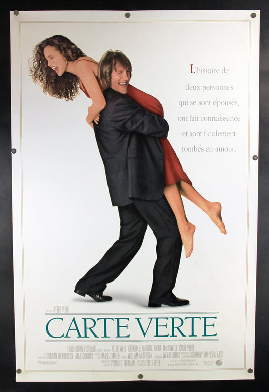 Green Card 1990 Movie Poster Rolled 27 x 41 French Version Carte Verte Depardieu L015910